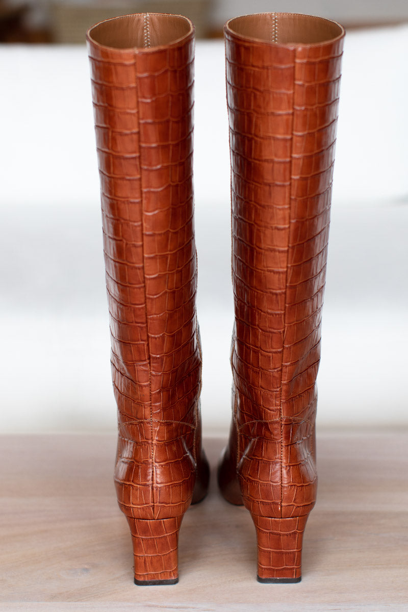 Lou Walking Boot - Cognac Croc
