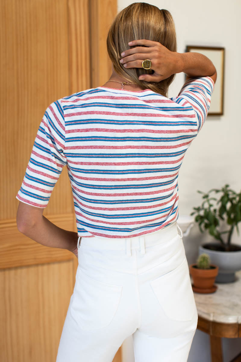 Luxe Emerson T - Blue Red Stripe Organic