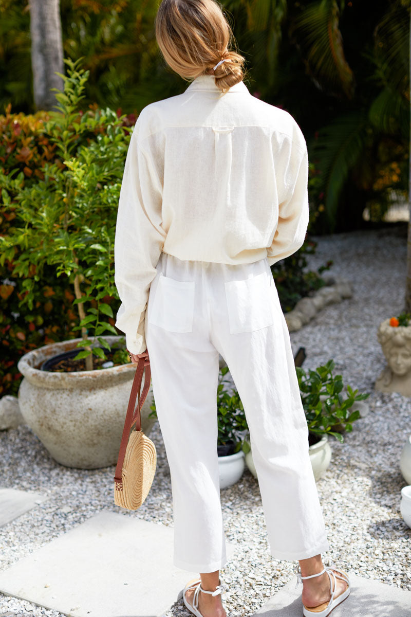 Paris Pant - Salt Linen