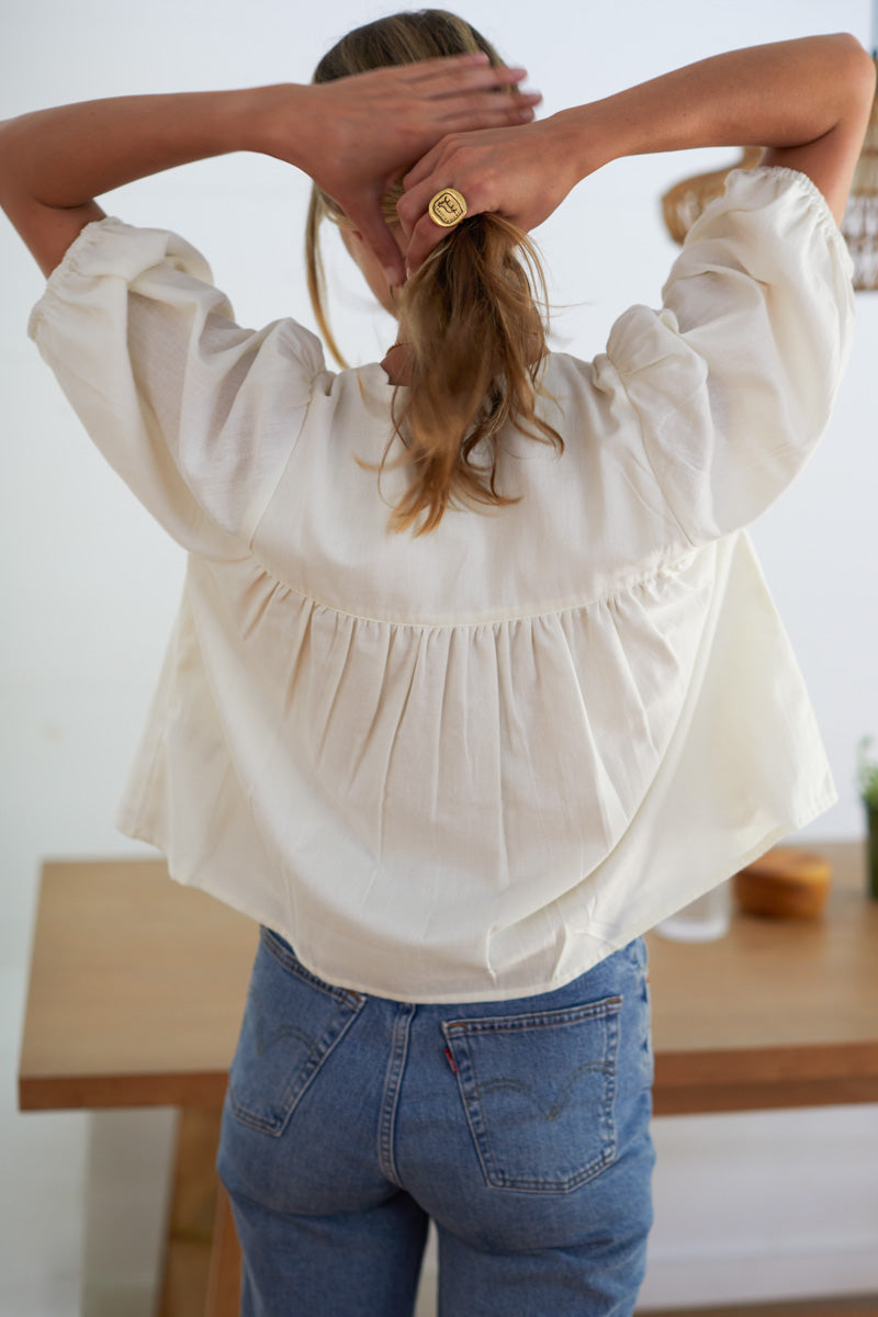 Puff Isla Top - Cloud White Organic