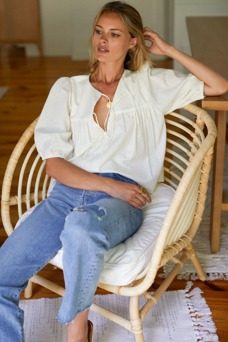Puff Isla Top - Cloud White Organic
