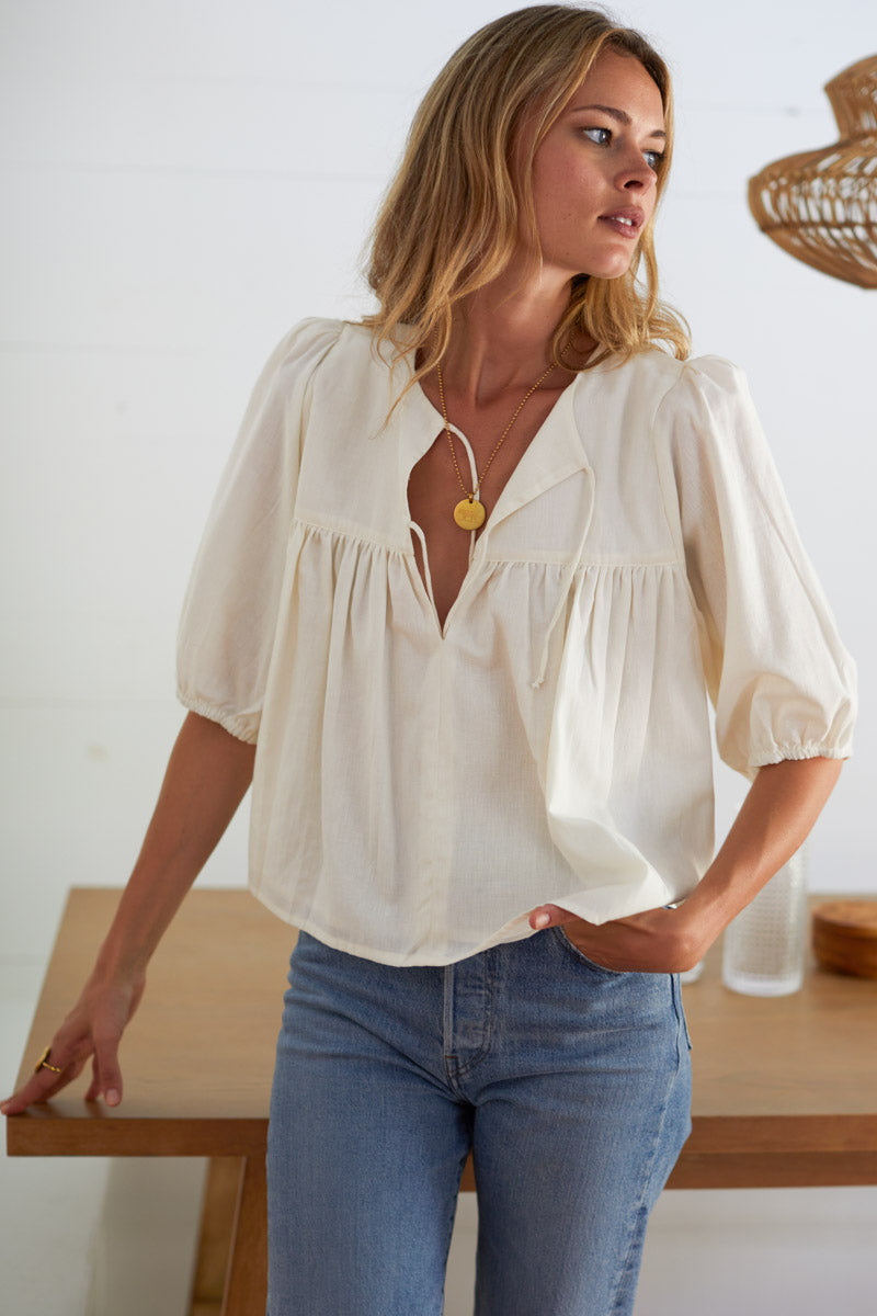 Puff Isla Top - Cloud White Organic