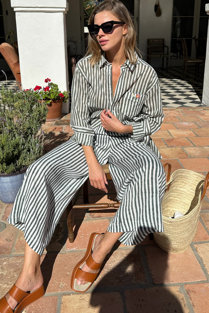 Ryan Shirt - Moss Stripe Organic