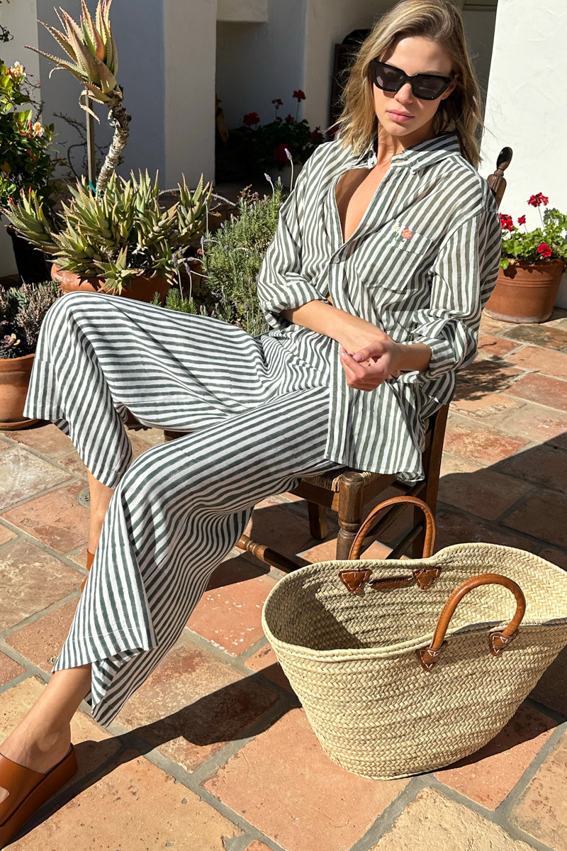 Pull On Pant - Moss Stripe