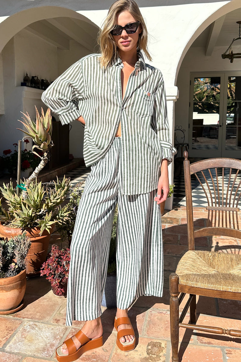 Ryan Shirt - Moss Stripe Organic