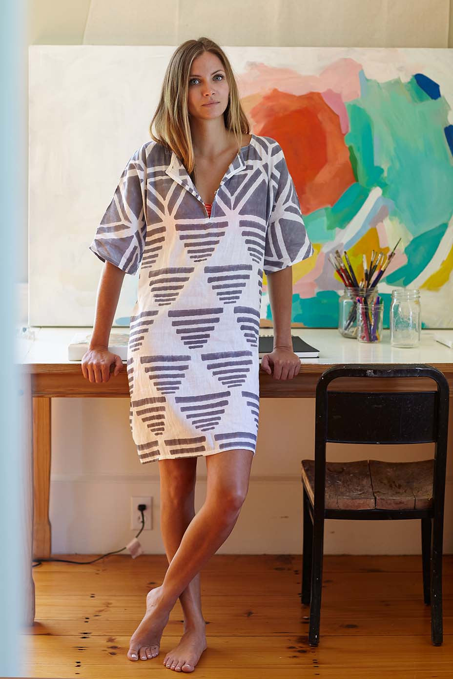 Rise Caftan - Flint Pyramids Organic Linen