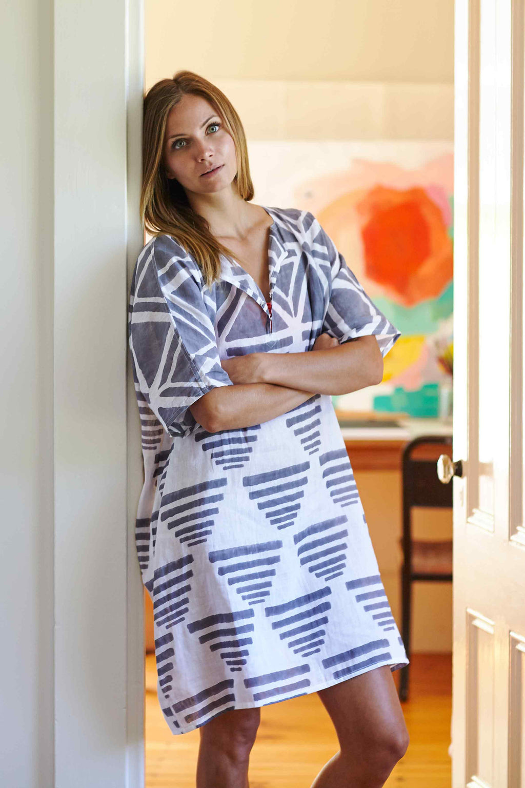 Rise Caftan - Flint Pyramids Organic Linen