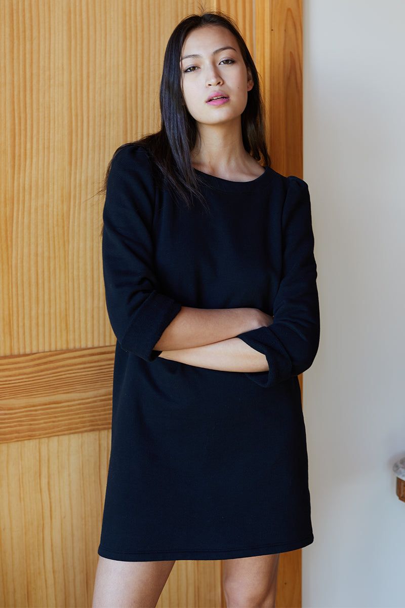 Alice Dress - Black Herringbone
