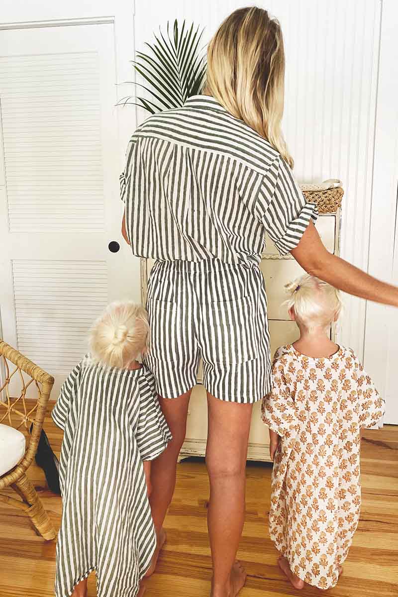 Baja Shorts - Moss Stripe Organic