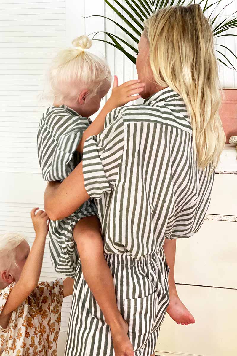 Baja Shorts - Moss Stripe Organic