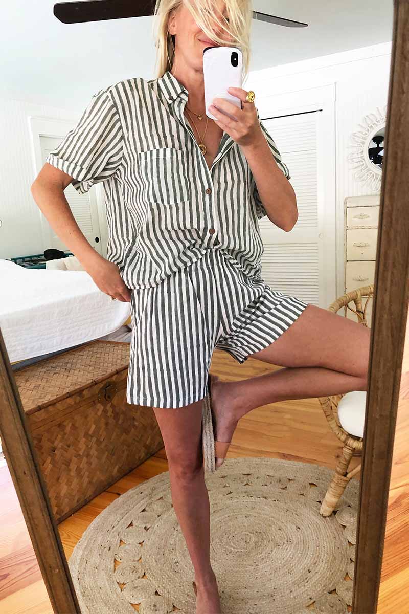 Baja Shorts - Moss Stripe Organic