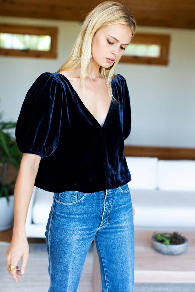 Balloon Mod Top - Midnight Silk Velvet