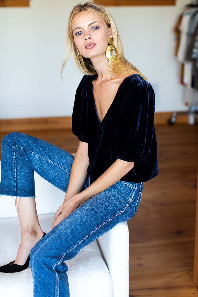 Balloon Mod Top - Midnight Silk Velvet