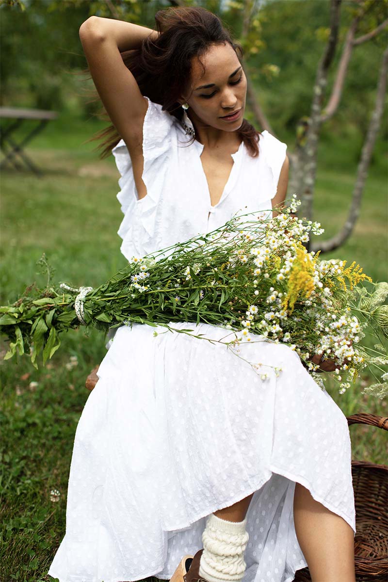 Chandra Dress - White Swiss Dot Organic