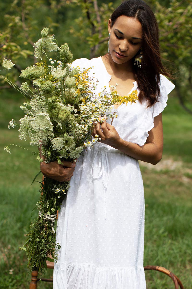 Chandra Dress - White Swiss Dot Organic