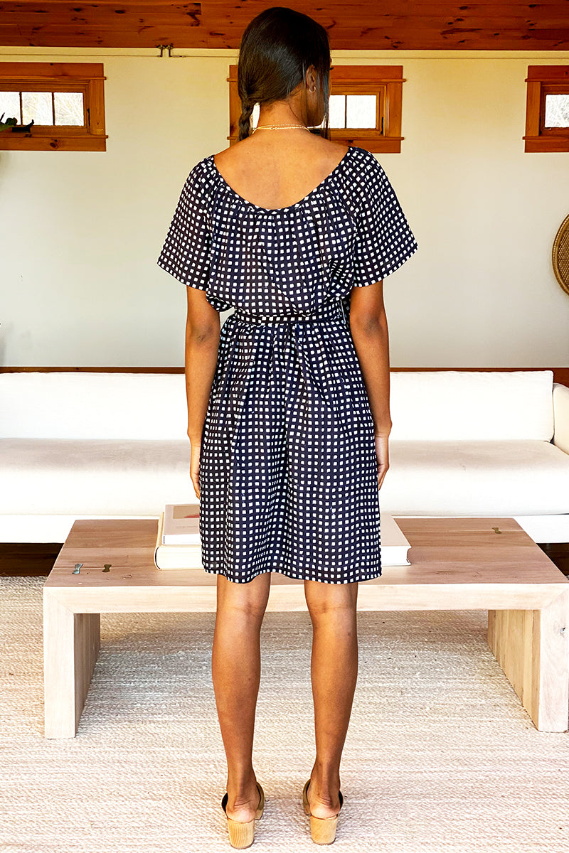 Colette Short Dress - Maritime Gingham Organic
