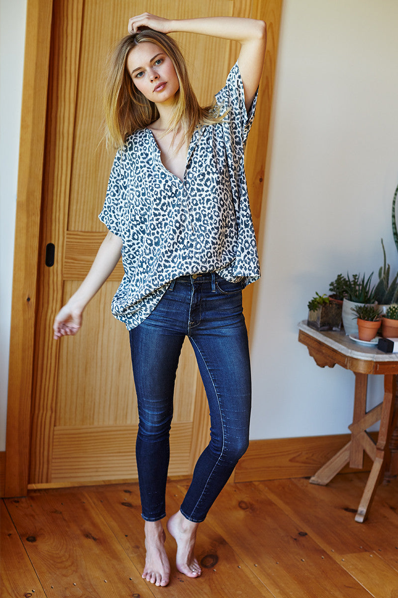 India Shirt - Charcoal Leopard