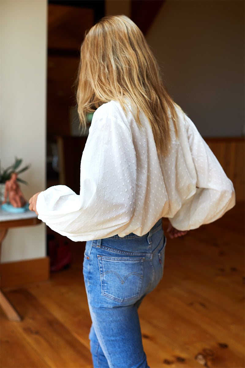 Bardot Top - Ivory Dots