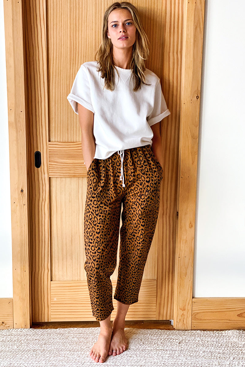 Drawstring Pant - Vintage Leopard Organic