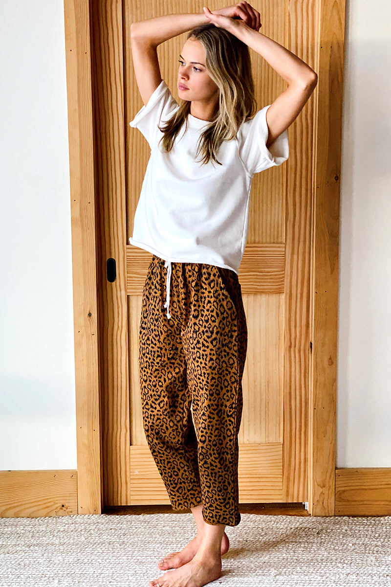 Drawstring Pant - Vintage Leopard Organic