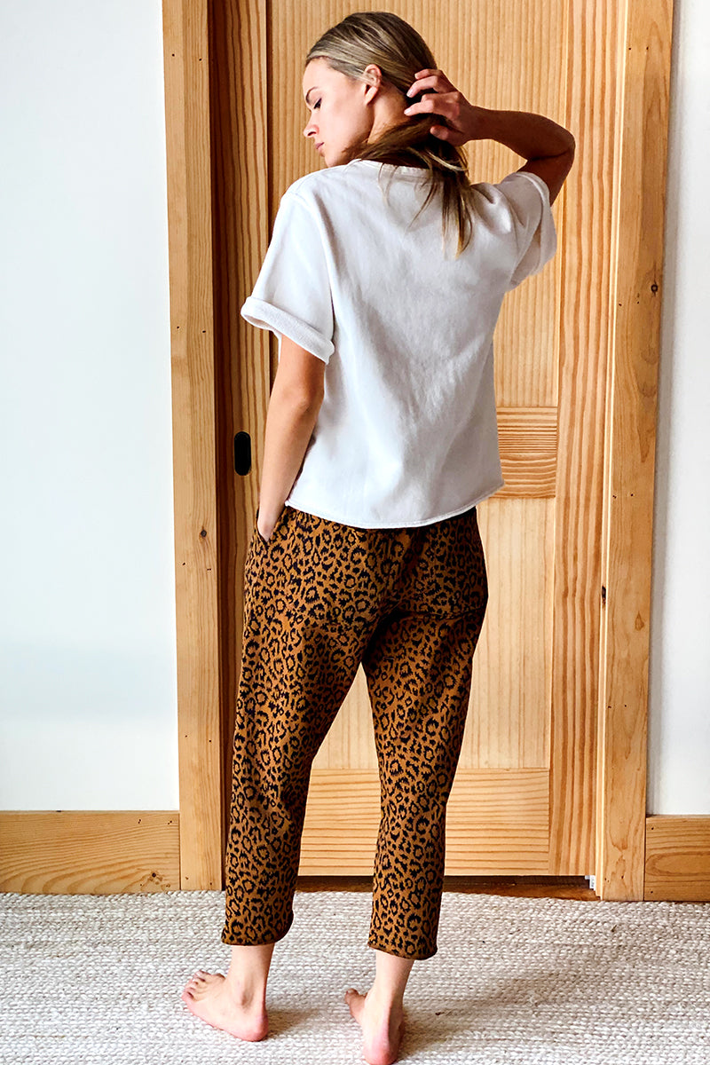 Drawstring Pant - Vintage Leopard Organic