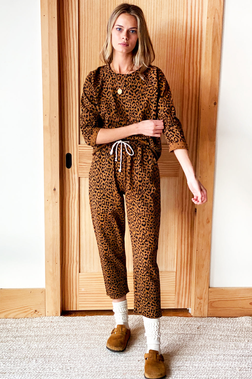 Drawstring Pant - Vintage Leopard Organic