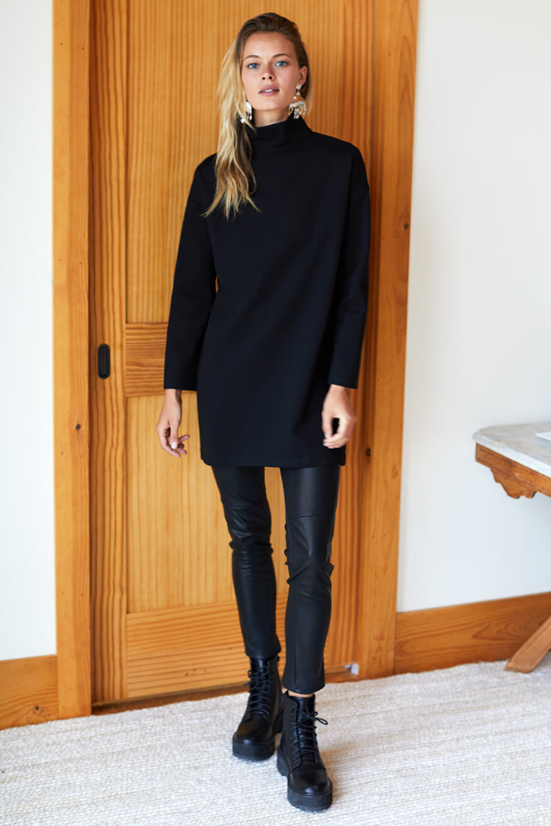 Edie Turtleneck Dress - Black Ponte