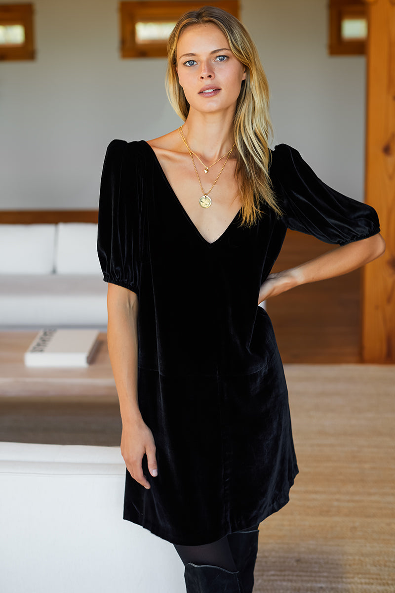 Elle Dress - Black Silk Velvet