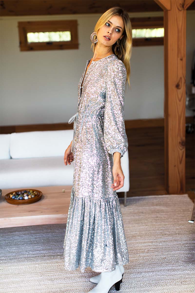 Frances Dress - Silver Sequin
