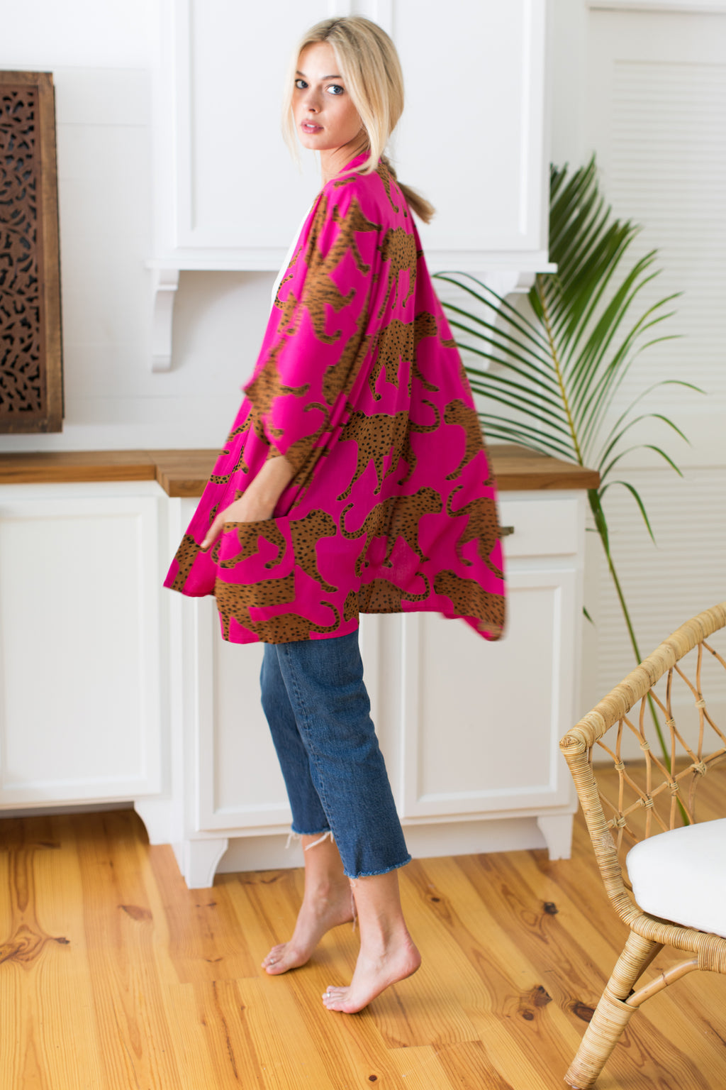 Fete Kimono - Pink Yarrow Cheetah