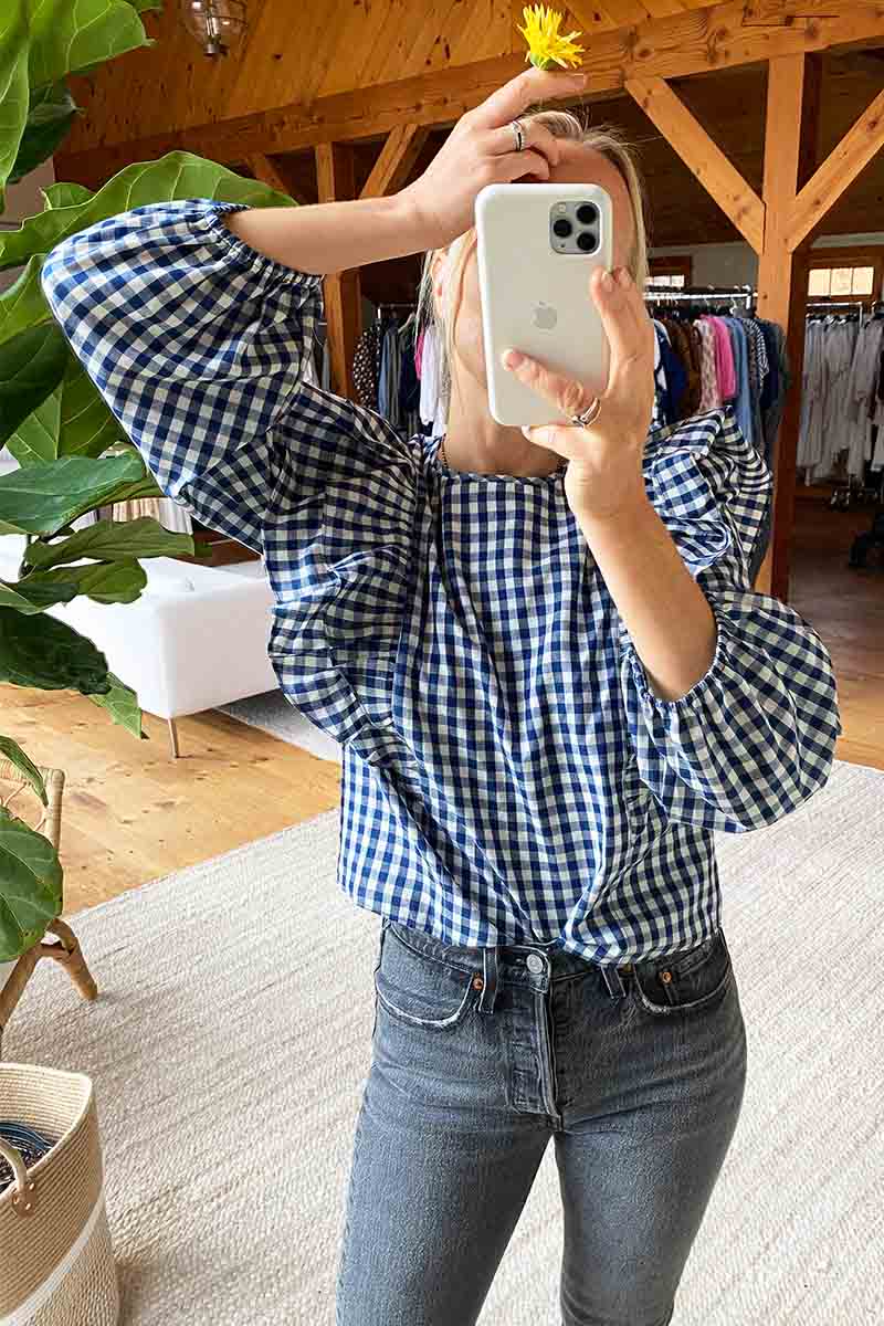Filipa Blouse - Indigo Gingham