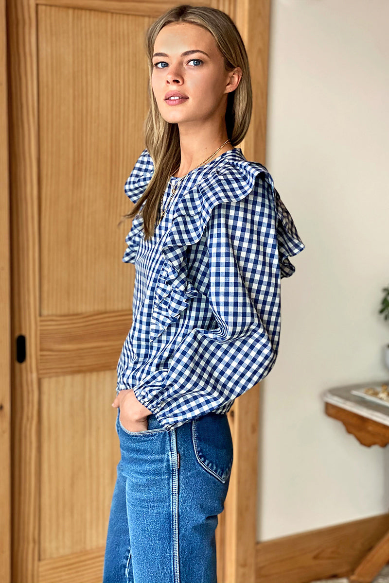 Filipa Blouse - Indigo Gingham