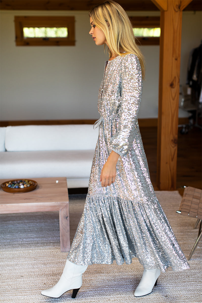 Frances Dress - Silver Sequin