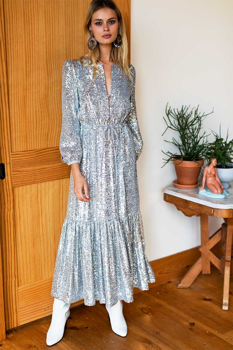 Frances Dress - Silver Sequin