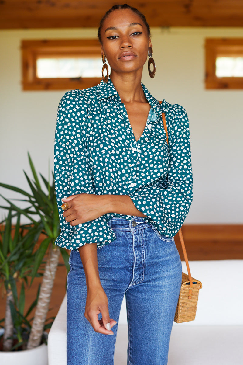 Frankie Blouse - Forest Daisy Silk