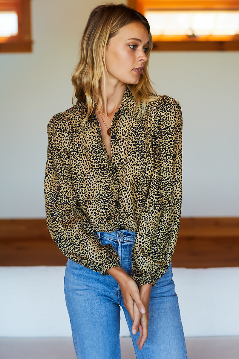 Frankie Blouse - Little Cheetah Silk