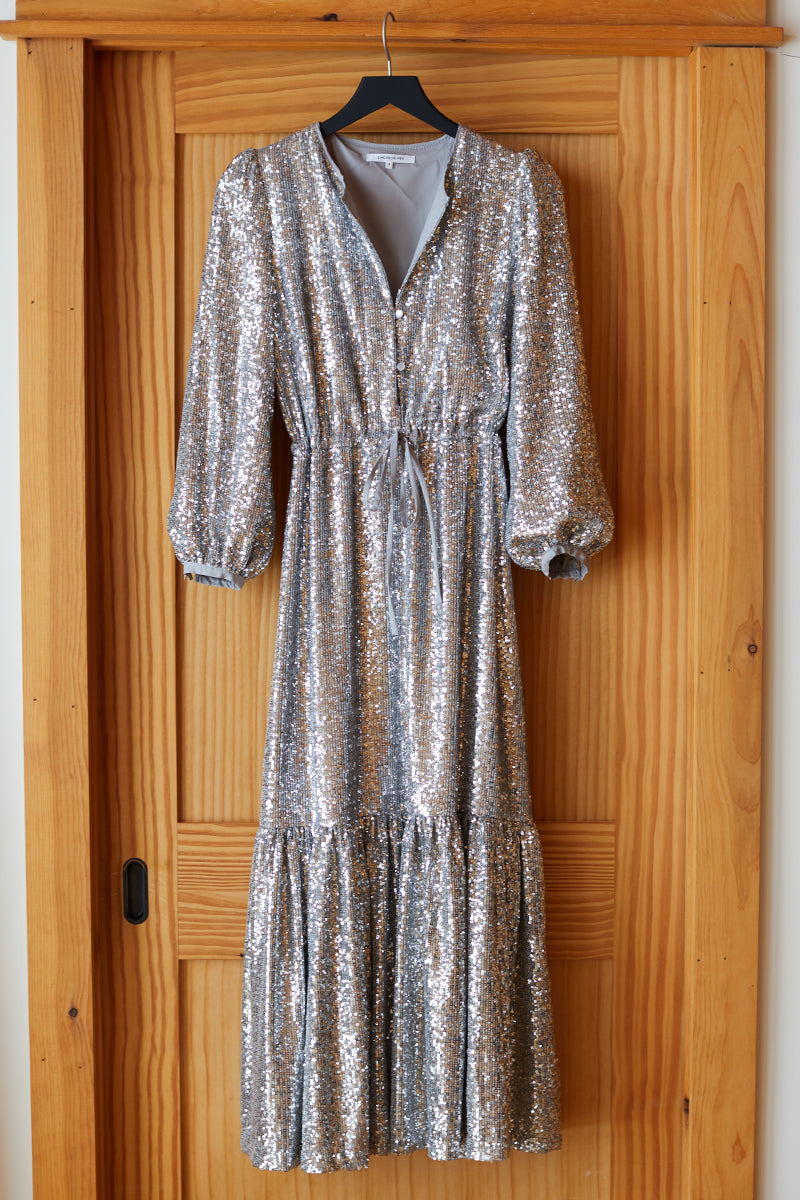 Frances Dress - Silver Sequin