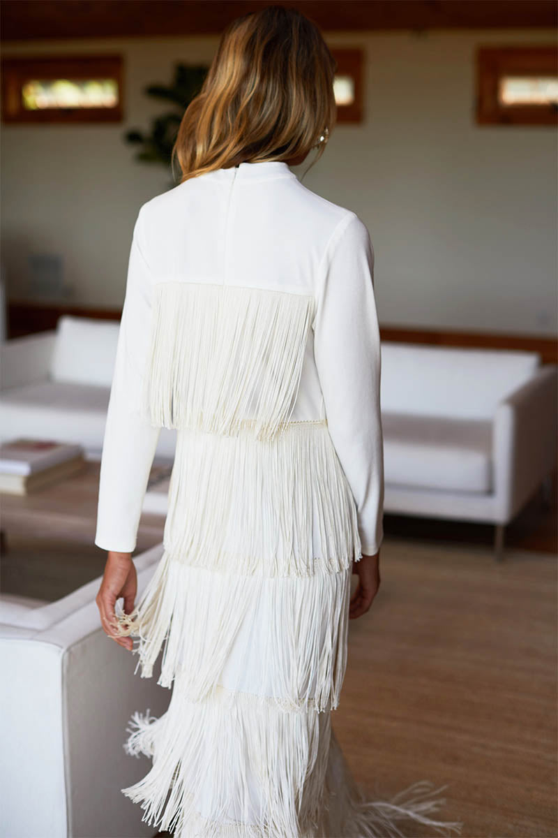 Fringe Midi Dress - Ivory