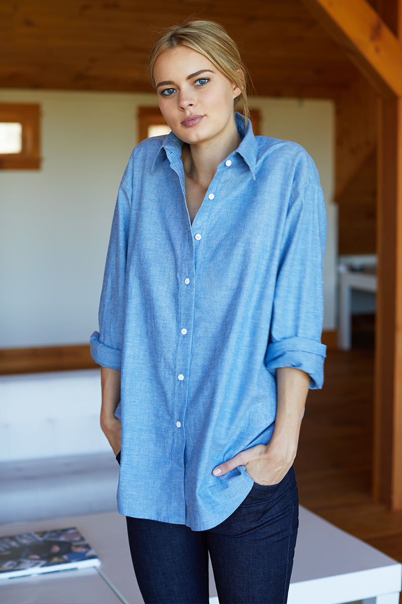 Emerson Button Front - Blue Chambray