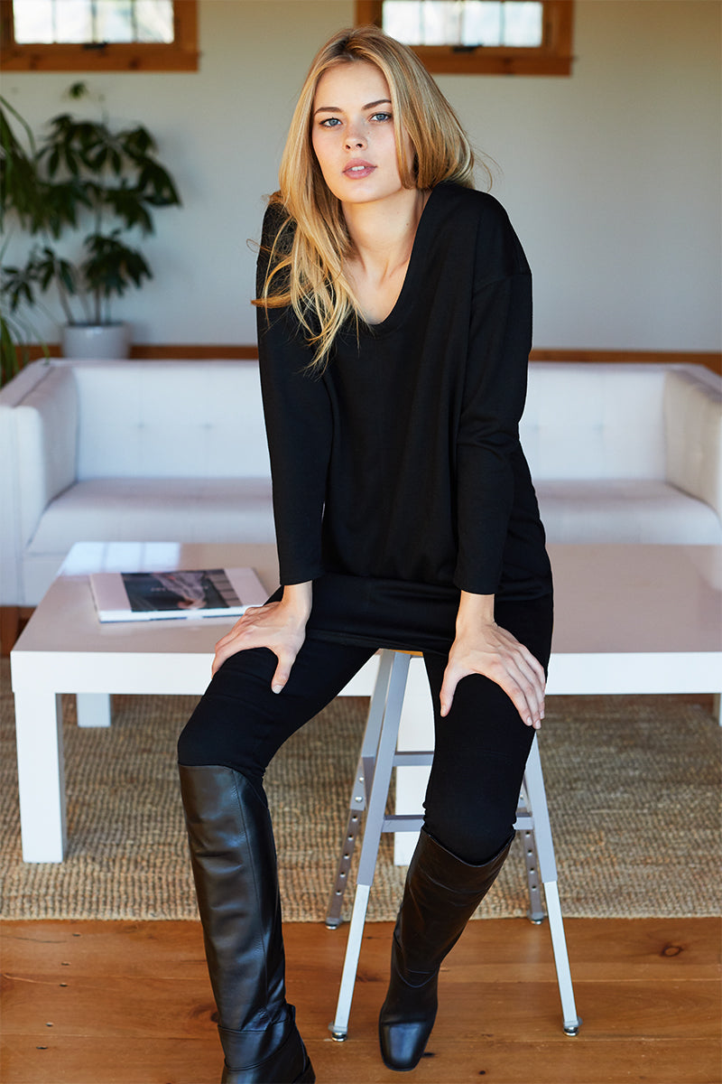 Long Sleeve Layering Dress - Black