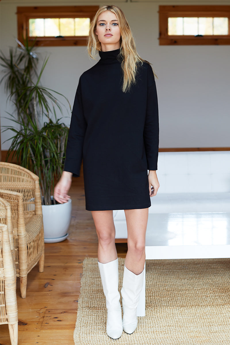 Edie Turtleneck Dress - Black Ponte