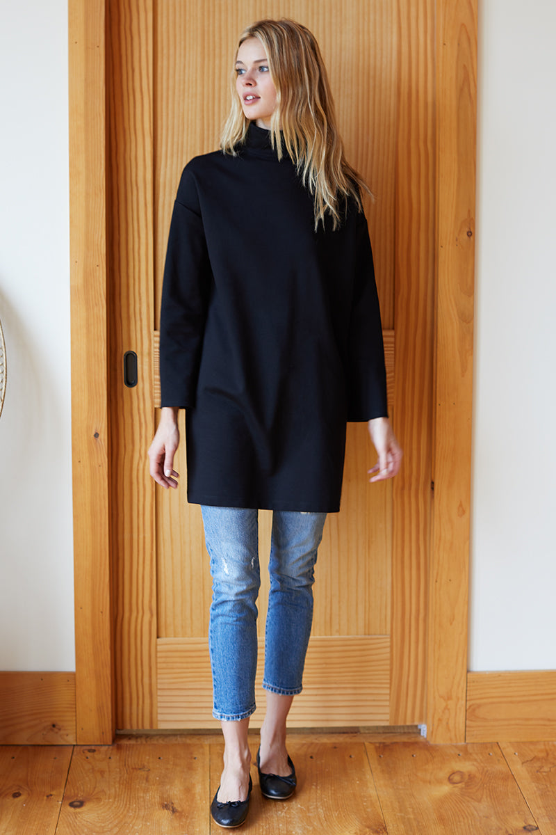 Edie Turtleneck Dress - Black Ponte