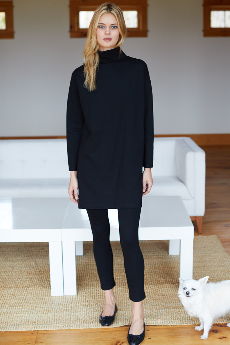 Edie Turtleneck Dress - Black Ponte