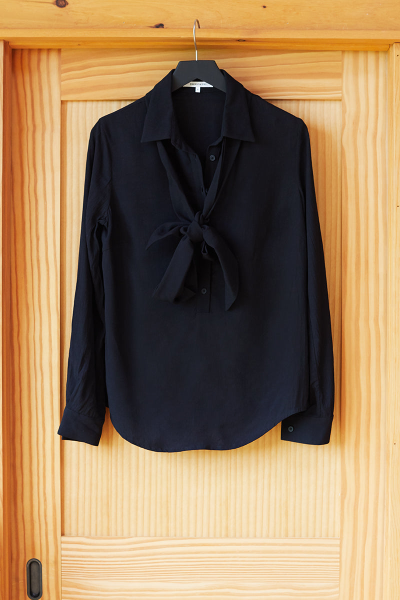 Ribbons Blouse - Black Crepe