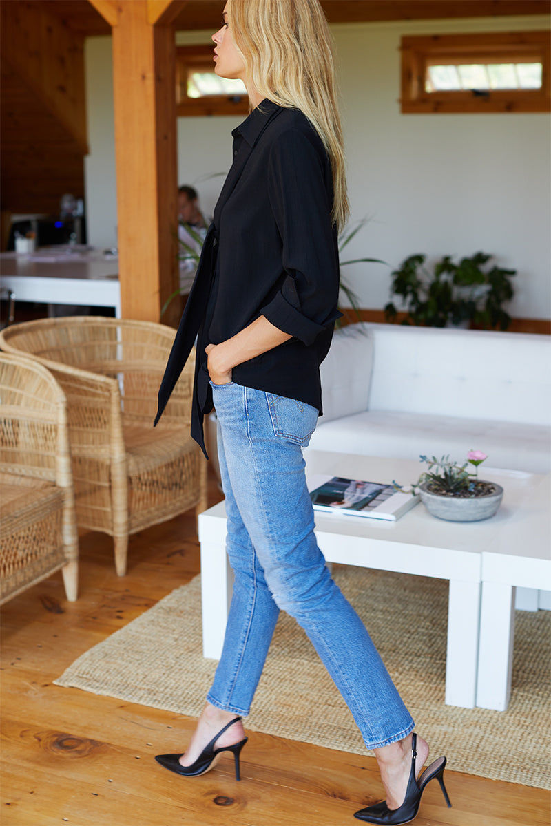 Ribbons Blouse - Black Crepe