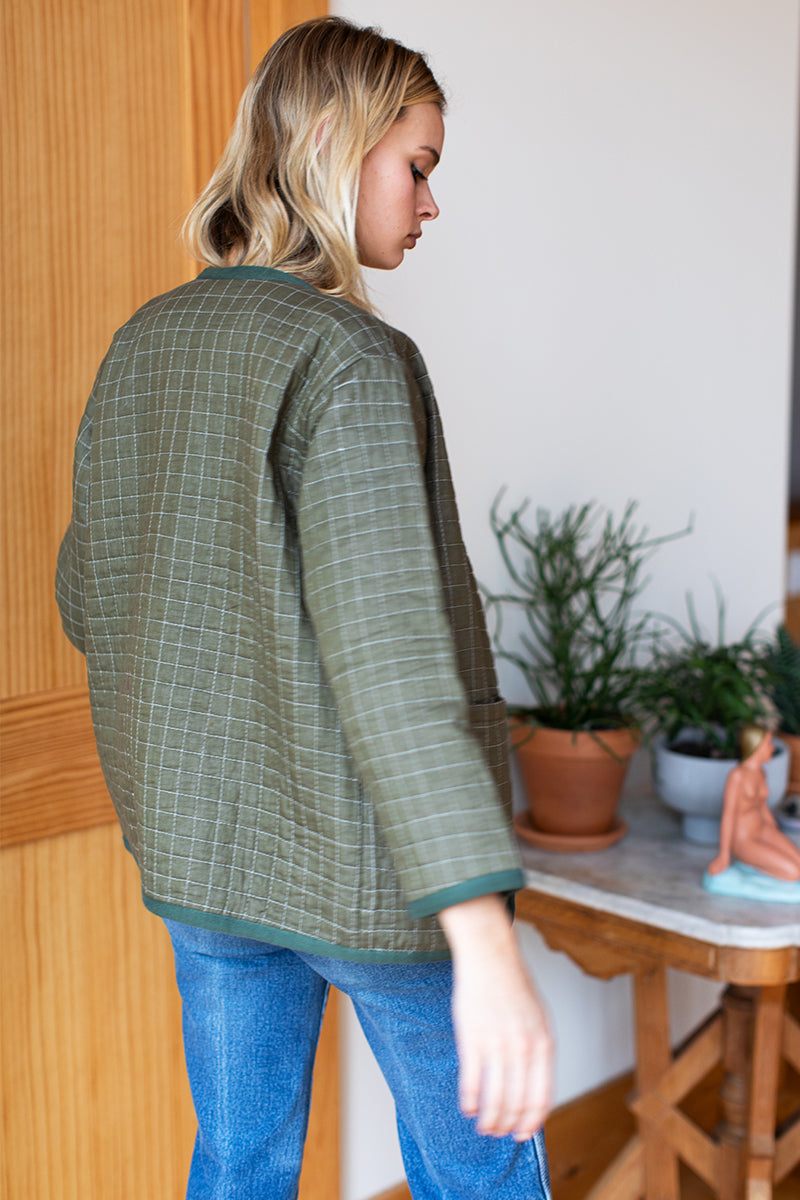 India Quilted Jacket - Moss Organic