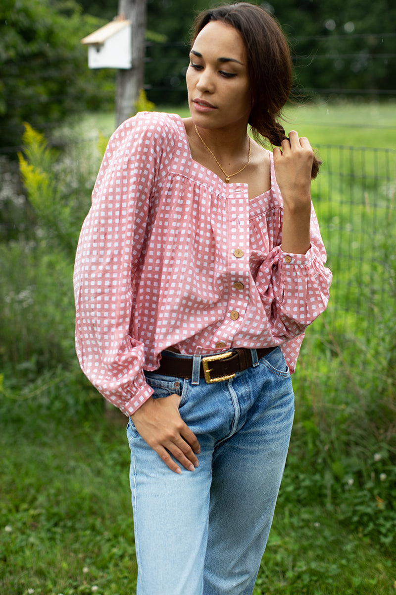 Laurent Blouse - Clay Gingham Organic