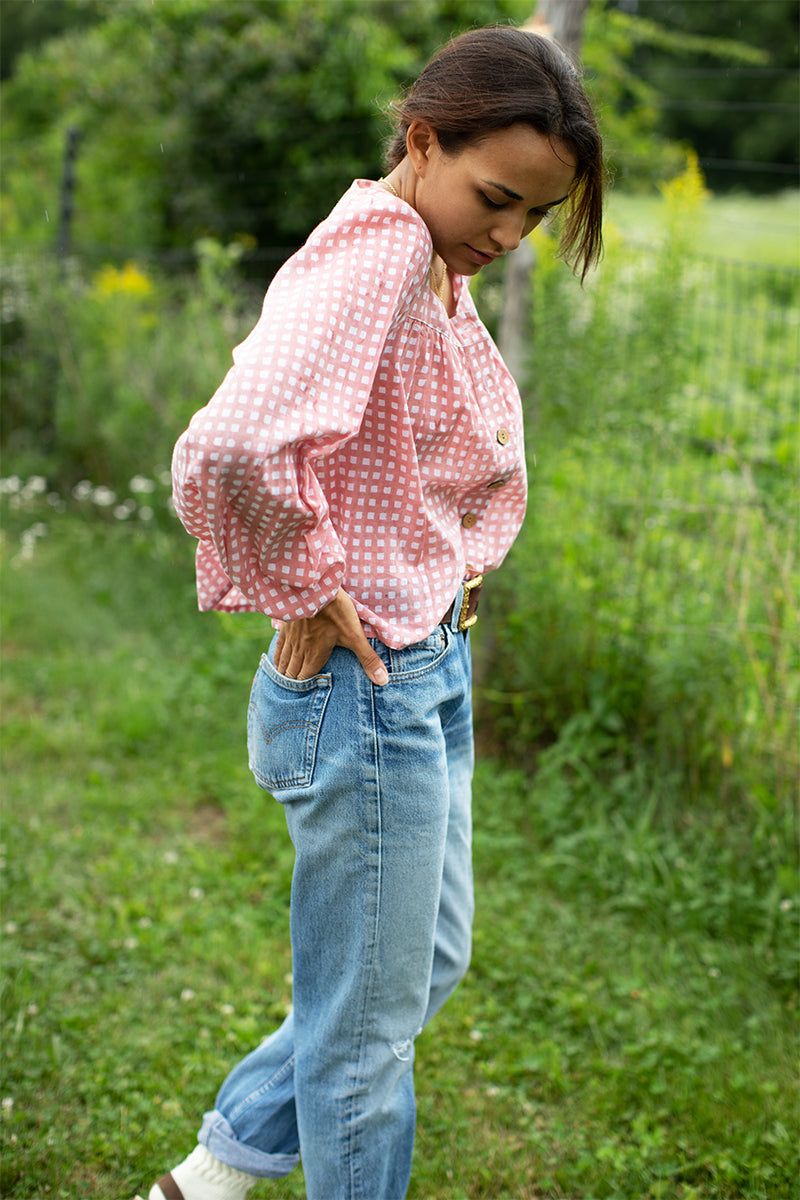 Laurent Blouse - Clay Gingham Organic