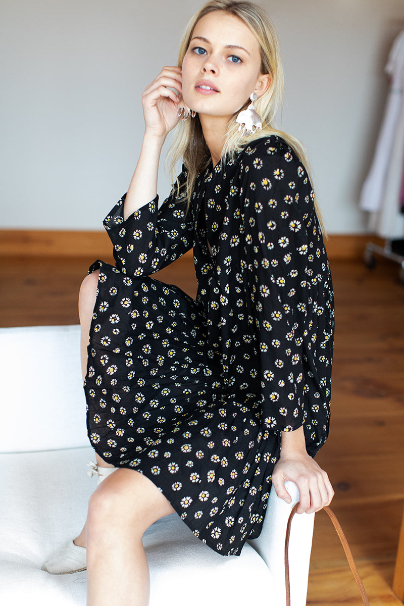 Layla Dress - Daisy Black Organic