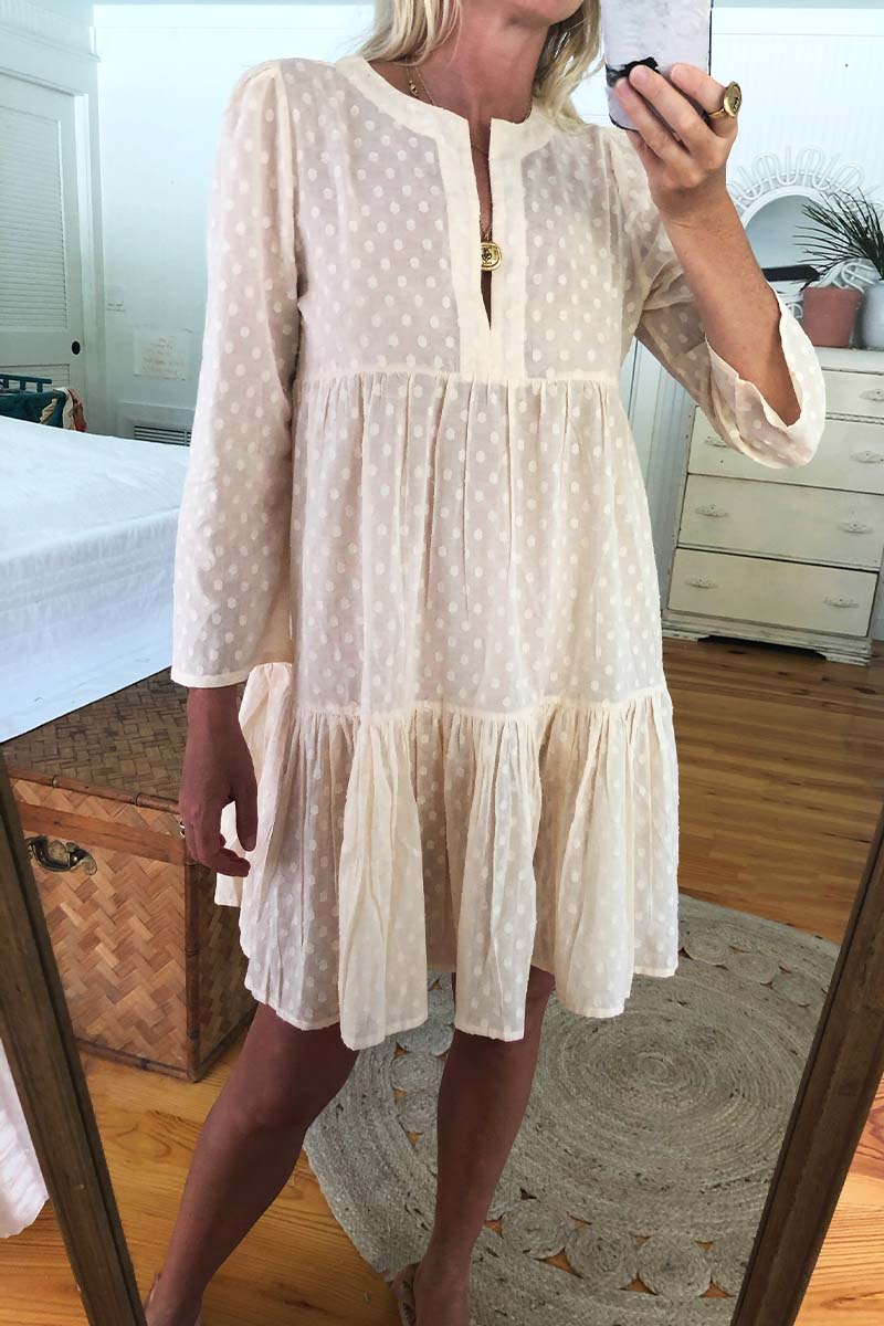 Layla Dress - Salt Swiss Dot Organic